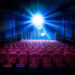 Movie Theater with empty seats and projector / High contrast image