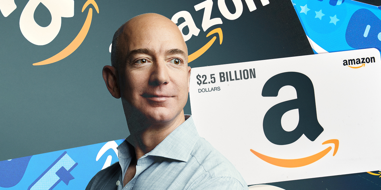 Jeff Bezos, dueño de Amazon; fondo de tarjetas de regalo de la empresa