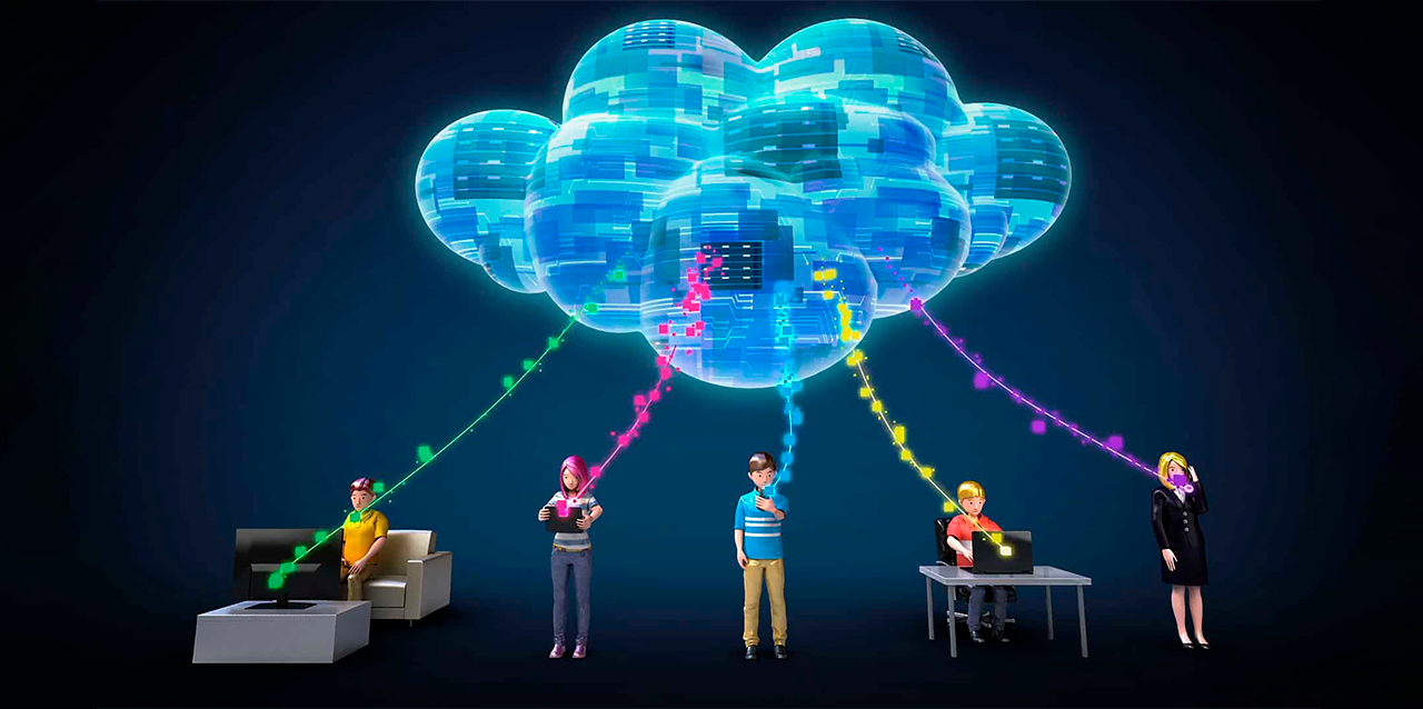 Personajes animados se conectan a la nube via diferentes dispositivos