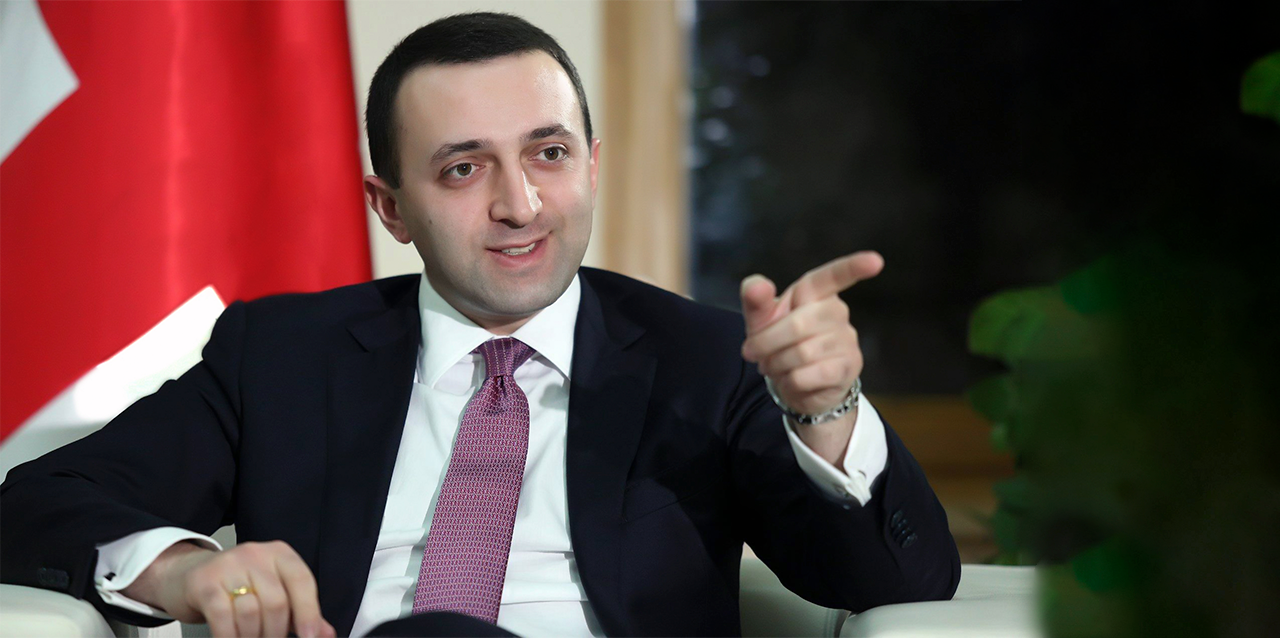 Irakli Garibashvili, primer ministro de Georgia, mientras es entrevistado