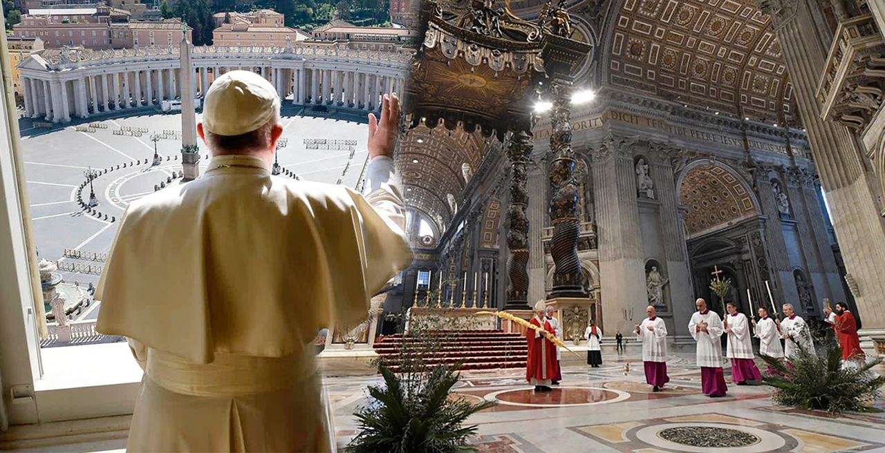 Papa Francisco bendice una plaza solitaria; misa sin espectadores