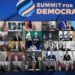 Biden frente a pantalla de videoconferencia en la Cumbre por la democracia