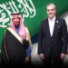 Al-Khateeb y Luis Abinader, fondo de las banderas de Arabia Saudita y RD