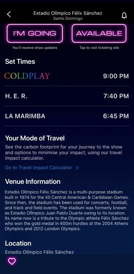 App Coldplay Tour