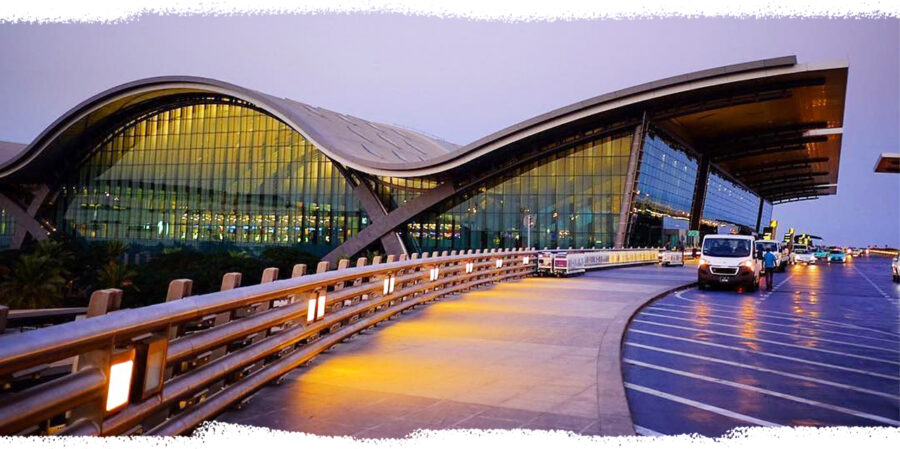 vista desde el acceso vehicular del aeropuerto de Doha