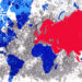 mapa mundial, Rusia resaltado en rojo y el resto del mundo en azul; carbón