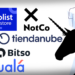 logo de Olist, NotCo, Tiendanube, Bitso y Ualá; silueta de unicornio; concepto de empresas unicornio latinoamericanos