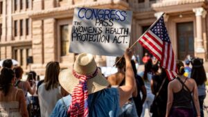 Protestas ante el congreso a favor del aborto en Estados Unidos 