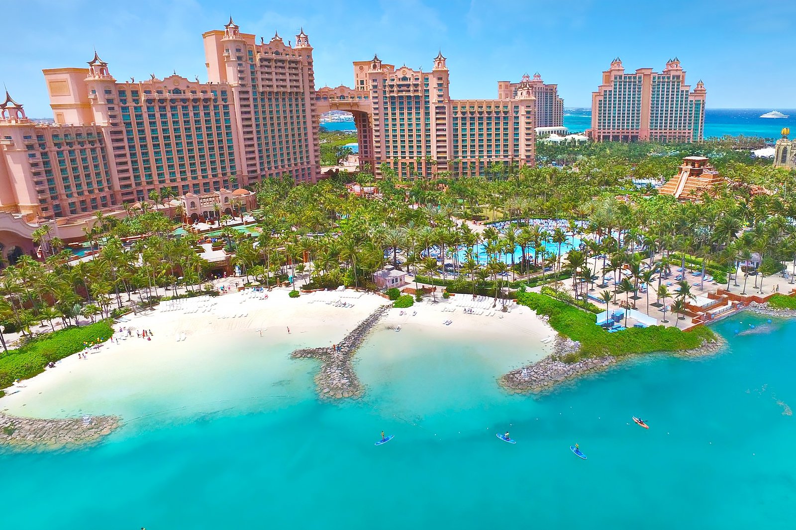 Vista aérea de zona hotelera en las Bahamas