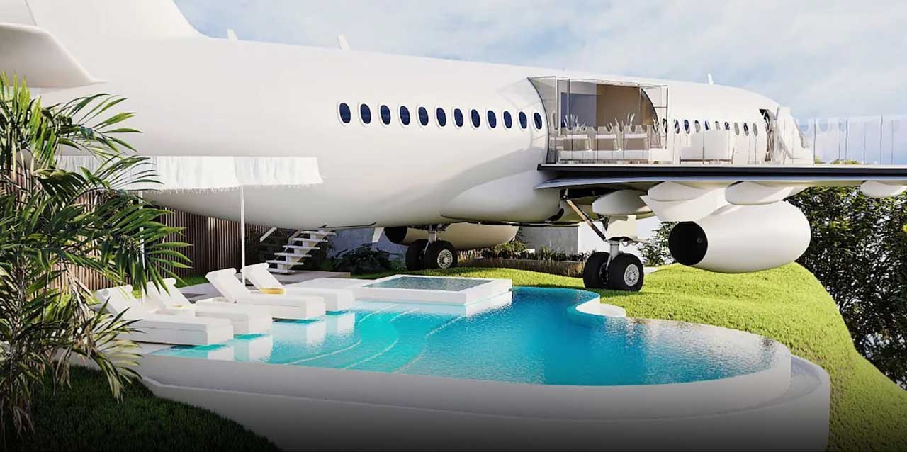 el private jet villa de handing garden es un boeing 737 reconstruido en hotel de lujo