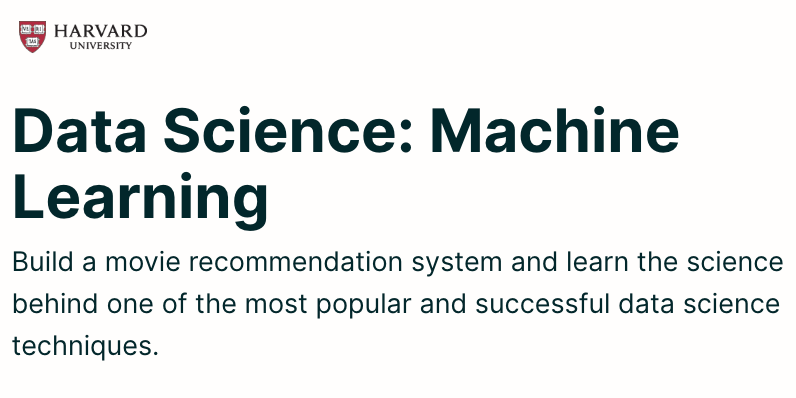 Data Science: Machine Learning. Harvard