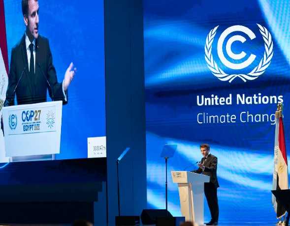 Emmanuel Macron durante su participación en la COP27 en Egipto